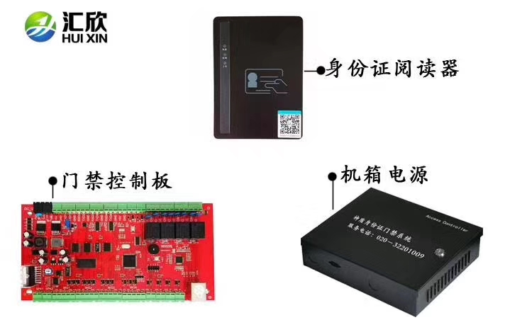 身份證門(mén)禁系統(tǒng)組成：身份證門(mén)禁板+身份證閱讀器+機(jī)箱電源
